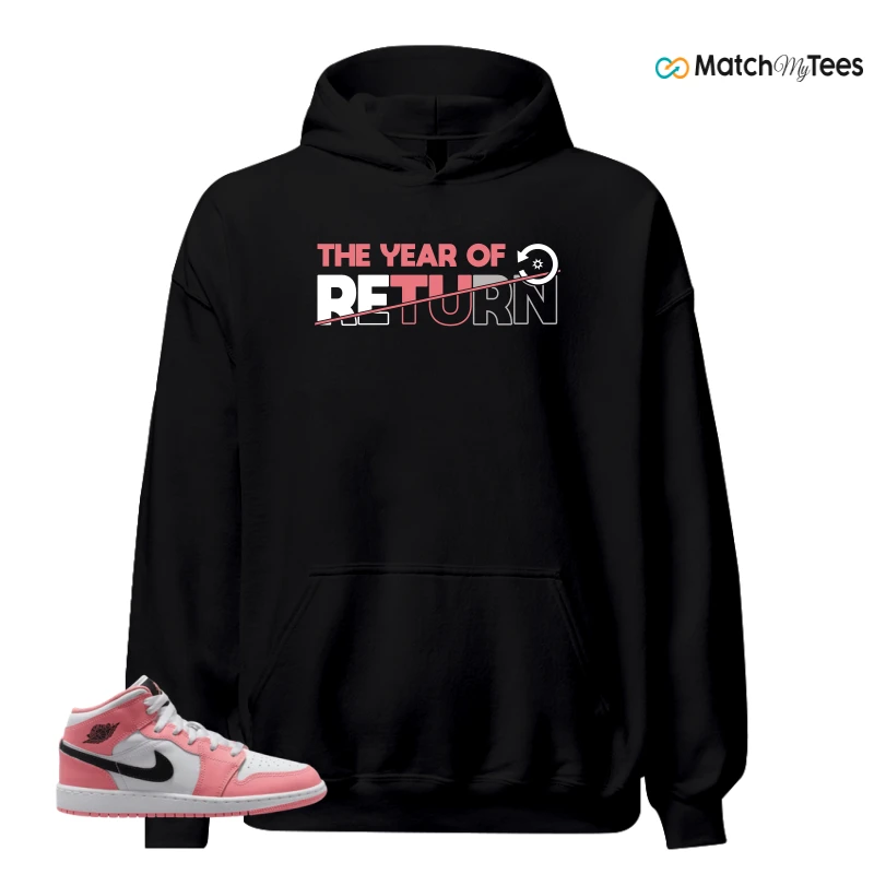NIKE AIR JORDAN 1 MID GS PINK GAZE WHITE SNEAKER Matching Tees hoodie