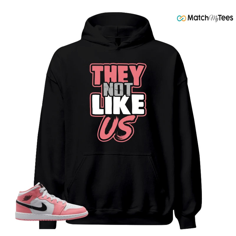 NIKE AIR JORDAN 1 MID GS PINK GAZE WHITE SNEAKER Matching Tees hoodie