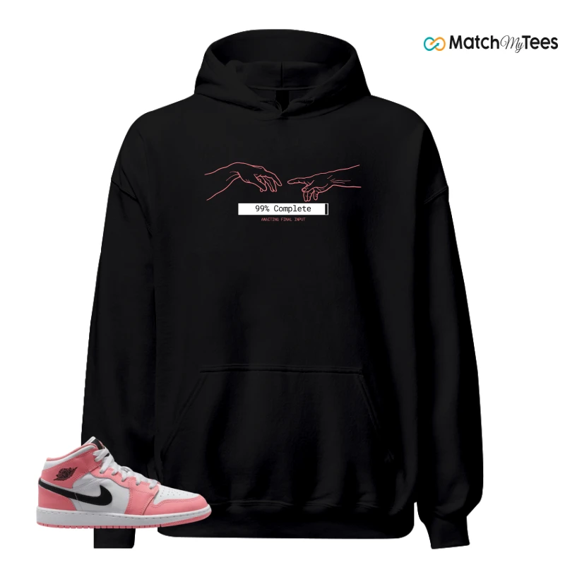 NIKE AIR JORDAN 1 MID GS PINK GAZE WHITE SNEAKER Matching Tees hoodie