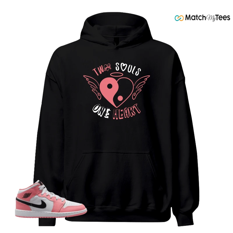NIKE AIR JORDAN 1 MID GS PINK GAZE WHITE SNEAKER Matching Tees hoodie