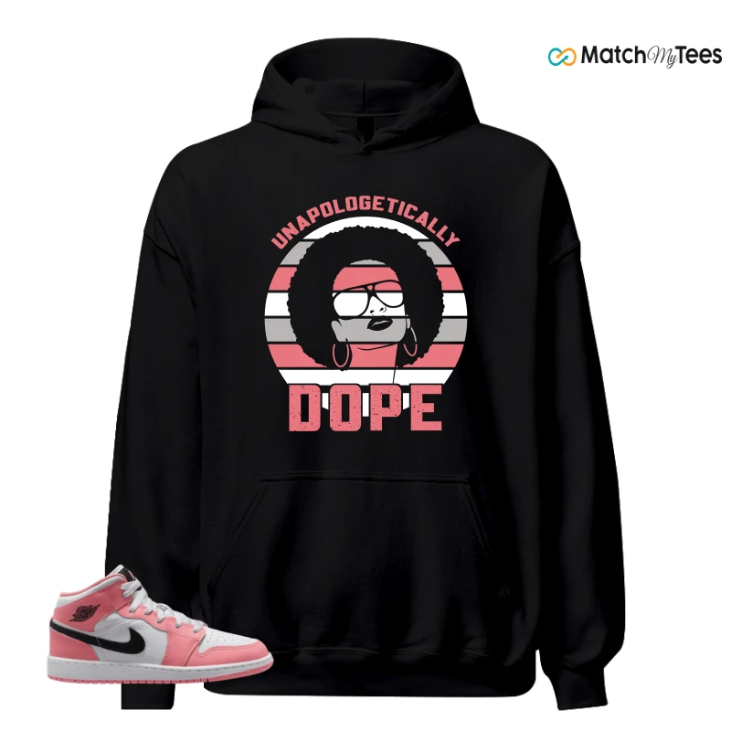 NIKE AIR JORDAN 1 MID GS PINK GAZE WHITE SNEAKER Matching Tees hoodie