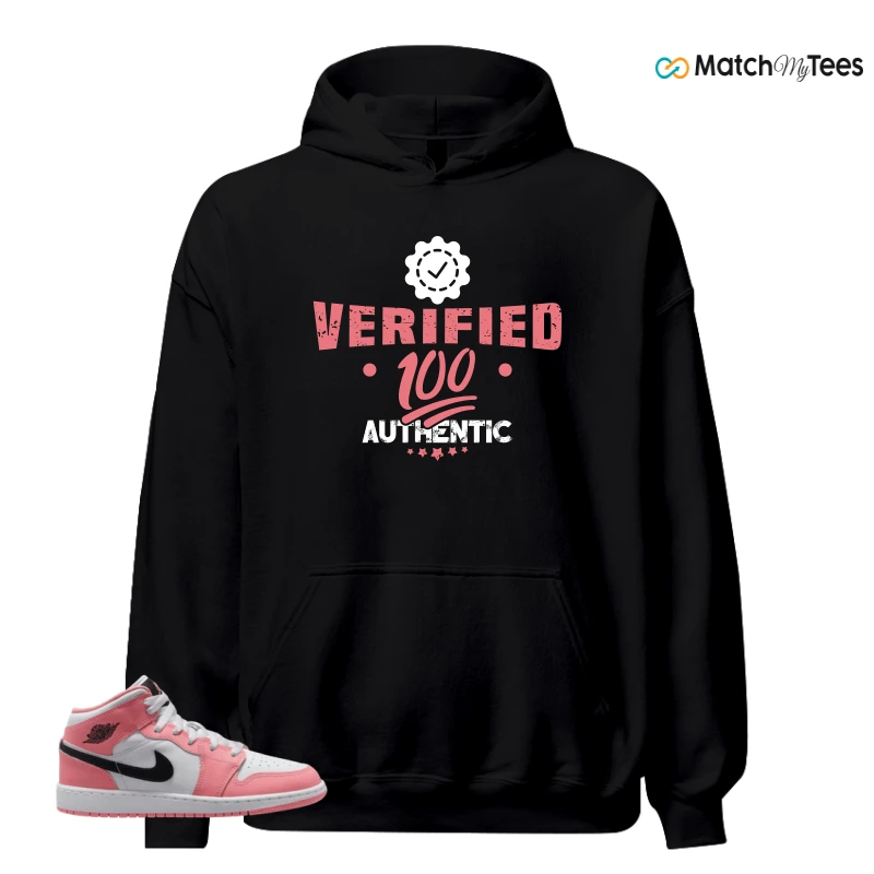 NIKE AIR JORDAN 1 MID GS PINK GAZE WHITE SNEAKER Matching Tees hoodie
