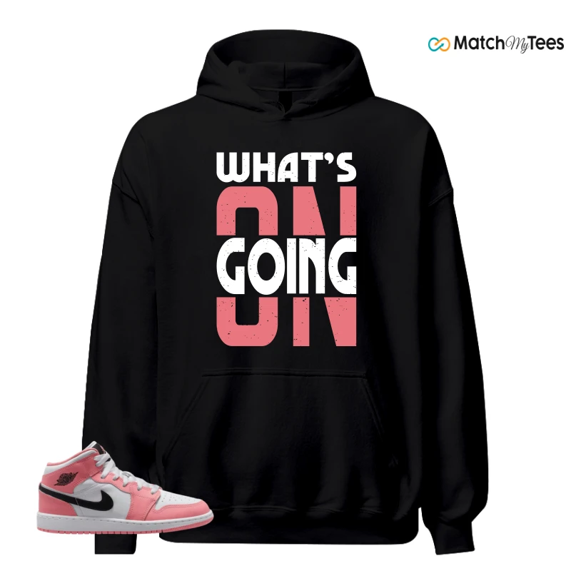 NIKE AIR JORDAN 1 MID GS PINK GAZE WHITE SNEAKER Matching Tees hoodie