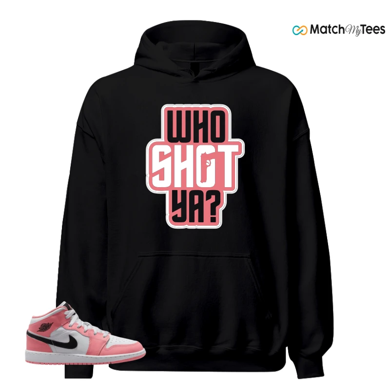 NIKE AIR JORDAN 1 MID GS PINK GAZE WHITE SNEAKER Matching Tees hoodie
