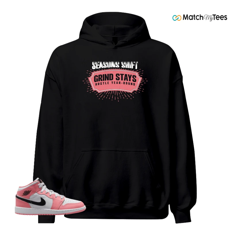 NIKE AIR JORDAN 1 MID GS PINK GAZE WHITE SNEAKER Matching Tees hoodie