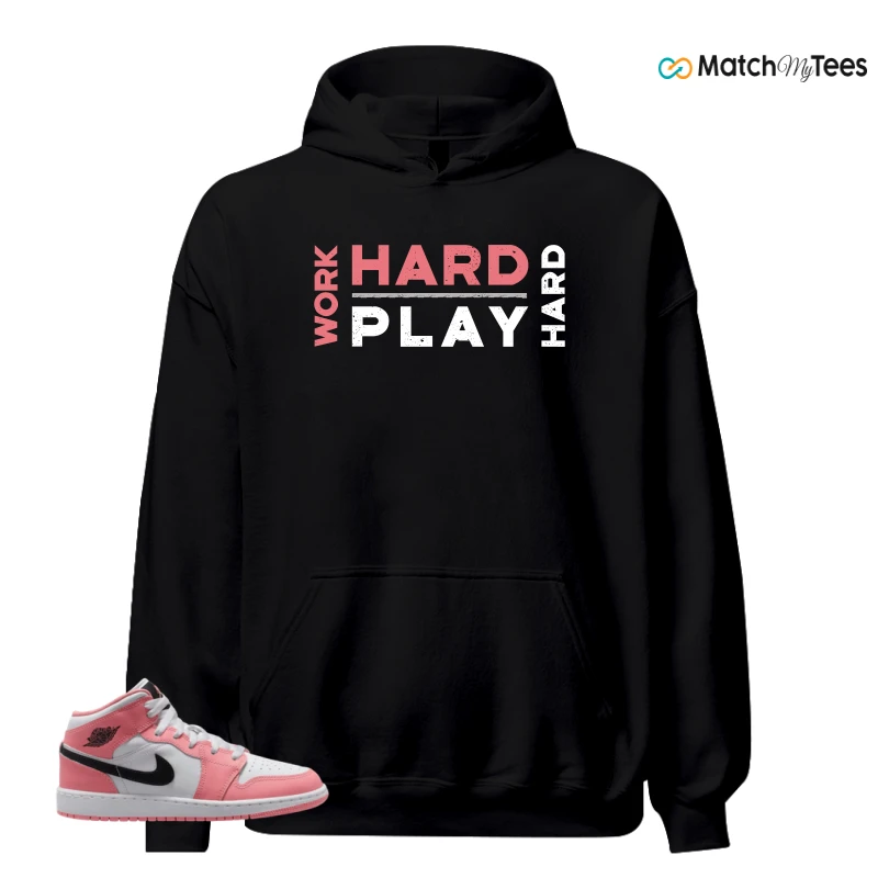 NIKE AIR JORDAN 1 MID GS PINK GAZE WHITE SNEAKER Matching Tees hoodie