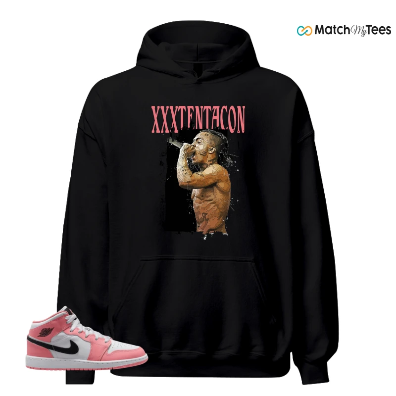NIKE AIR JORDAN 1 MID GS PINK GAZE WHITE SNEAKER Matching Tees hoodie