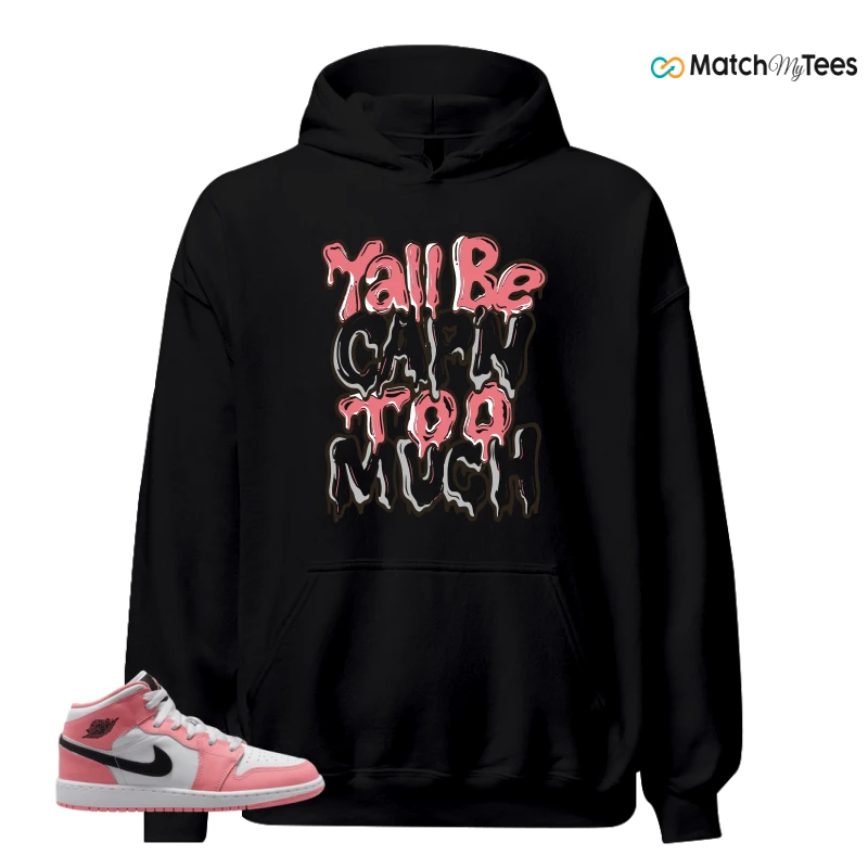 NIKE AIR JORDAN 1 MID GS PINK GAZE WHITE SNEAKER Matching Tees hoodie