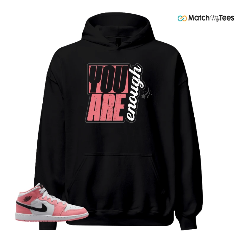 NIKE AIR JORDAN 1 MID GS PINK GAZE WHITE SNEAKER Matching Tees hoodie