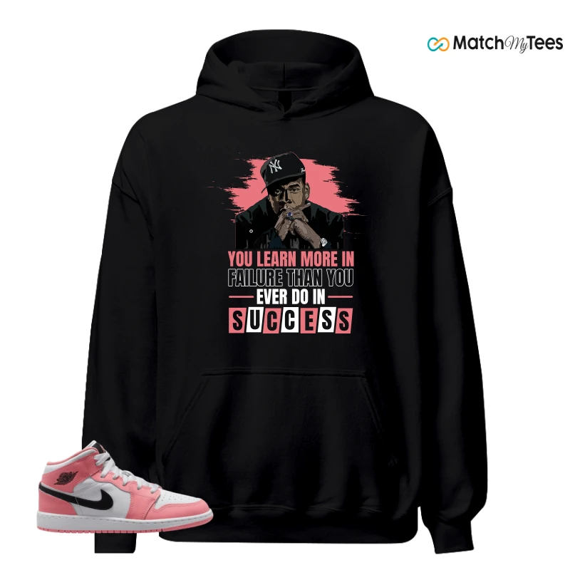 NIKE AIR JORDAN 1 MID GS PINK GAZE WHITE SNEAKER Matching Tees hoodie