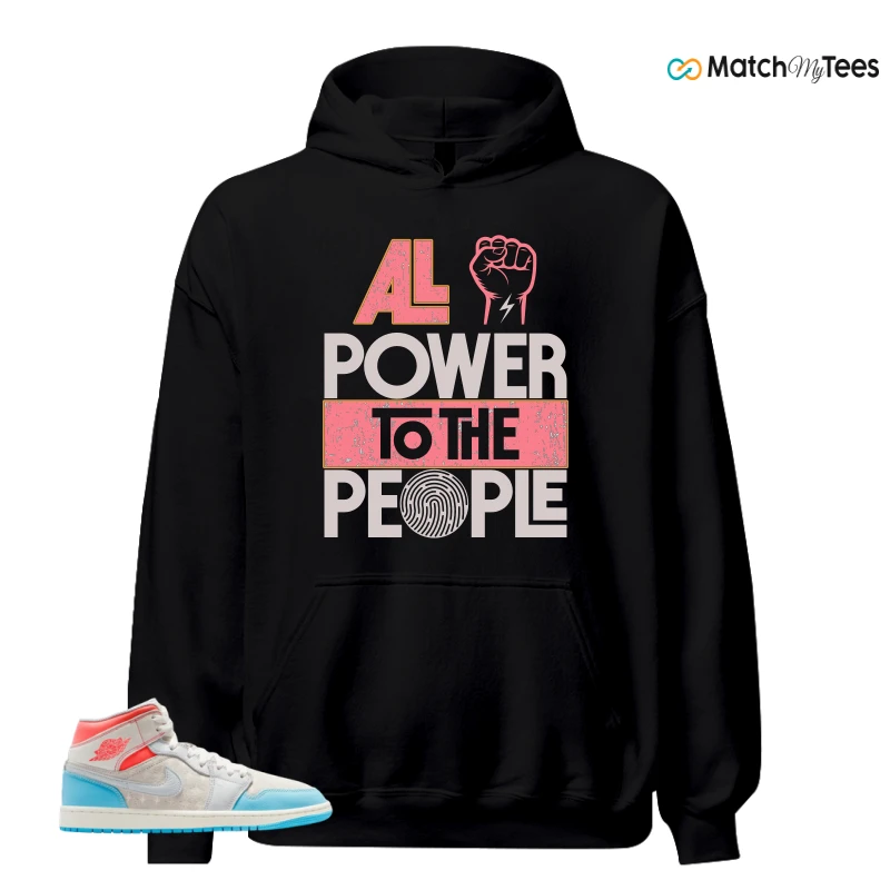 NIKE AIR JORDAN 1 MID SAIL HOT LAVA BLUE CHILL SNEAKER Matching Tees hoodie
