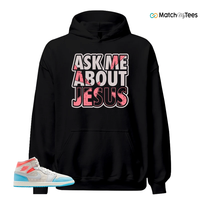 NIKE AIR JORDAN 1 MID SAIL HOT LAVA BLUE CHILL SNEAKER Matching Tees hoodie