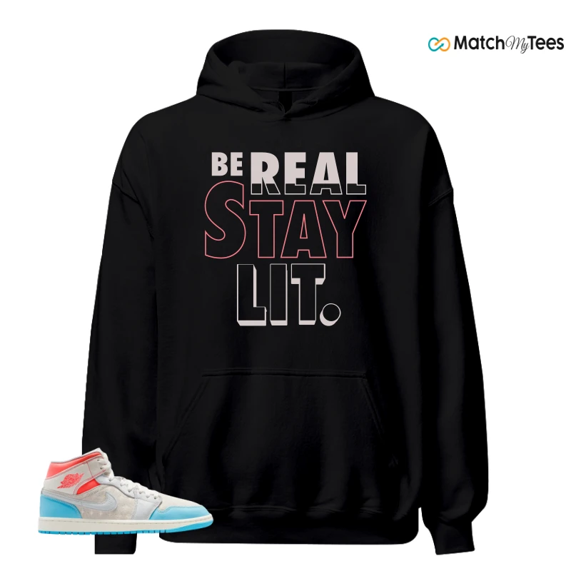 NIKE AIR JORDAN 1 MID SAIL HOT LAVA BLUE CHILL SNEAKER Matching Tees hoodie