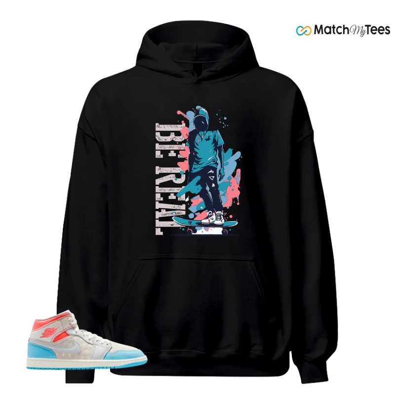 NIKE AIR JORDAN 1 MID SAIL HOT LAVA BLUE CHILL SNEAKER Matching Tees hoodie