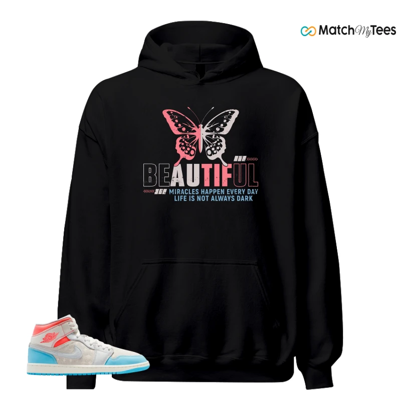 NIKE AIR JORDAN 1 MID SAIL HOT LAVA BLUE CHILL SNEAKER Matching Tees hoodie