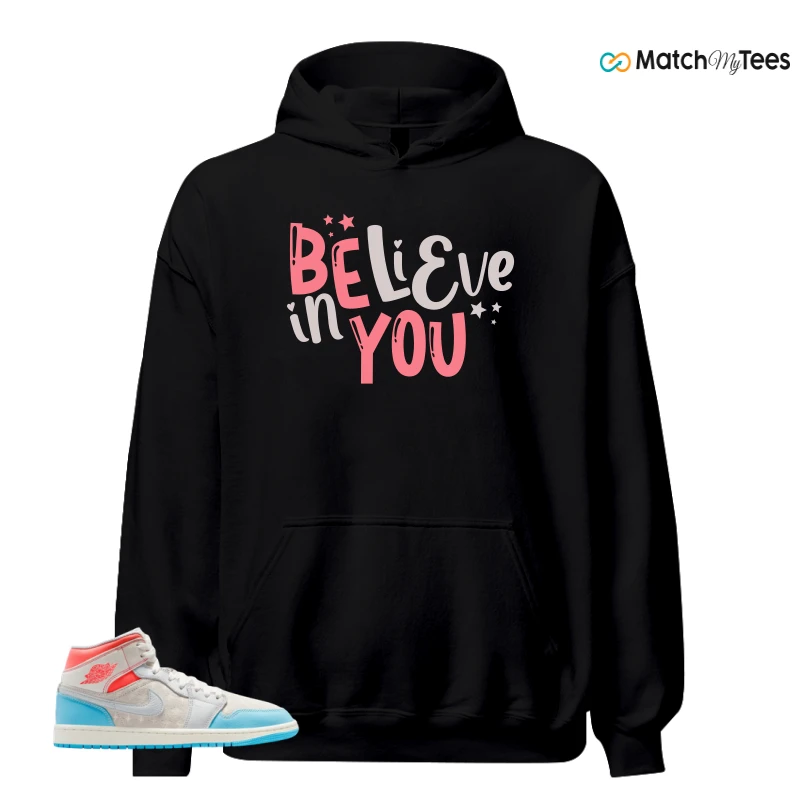 NIKE AIR JORDAN 1 MID SAIL HOT LAVA BLUE CHILL SNEAKER Matching Tees hoodie