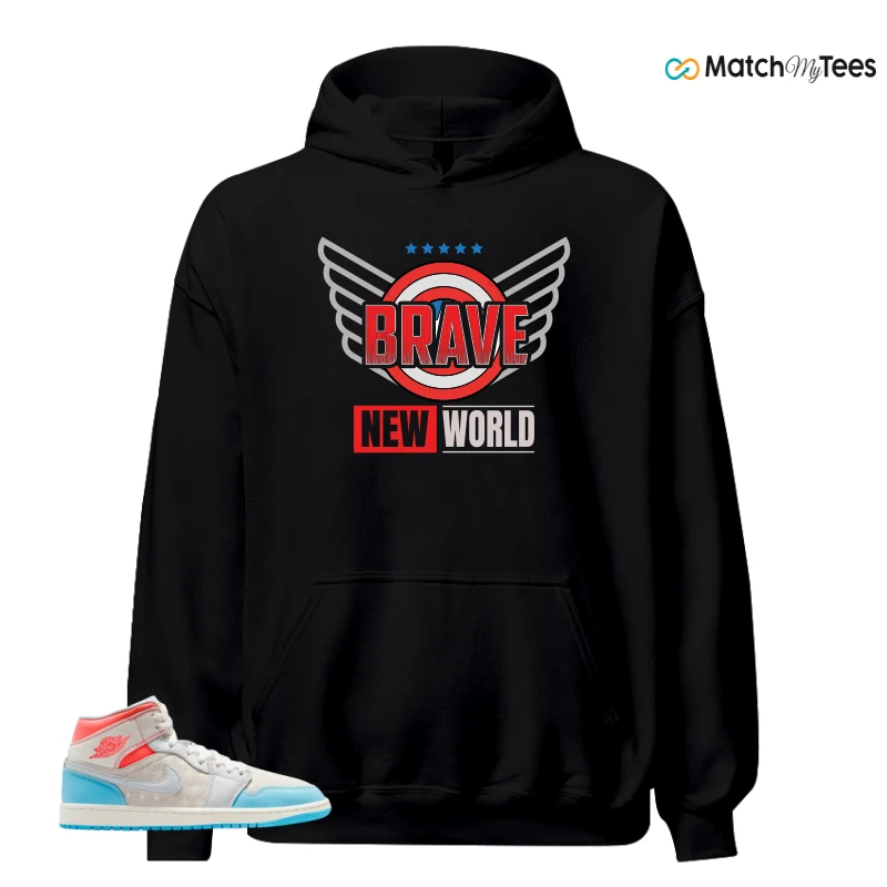 NIKE AIR JORDAN 1 MID SAIL HOT LAVA BLUE CHILL SNEAKER Matching Tees hoodie