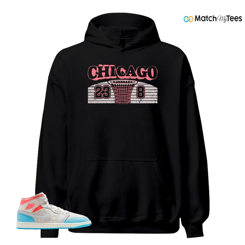 NIKE AIR JORDAN 1 MID SAIL HOT LAVA BLUE CHILL SNEAKER Matching Tees hoodie