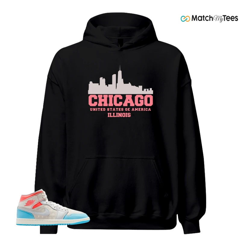 NIKE AIR JORDAN 1 MID SAIL HOT LAVA BLUE CHILL SNEAKER Matching Tees hoodie