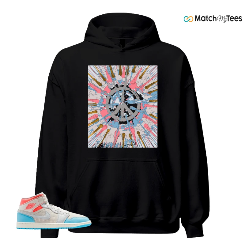 NIKE AIR JORDAN 1 MID SAIL HOT LAVA BLUE CHILL SNEAKER Matching Tees hoodie