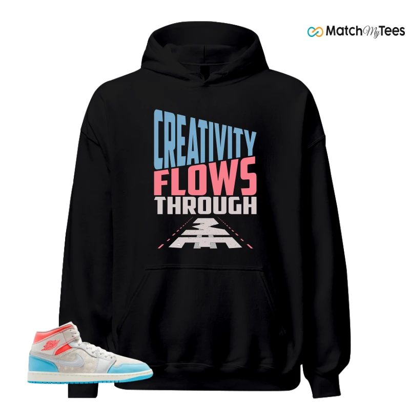 NIKE AIR JORDAN 1 MID SAIL HOT LAVA BLUE CHILL SNEAKER Matching Tees hoodie