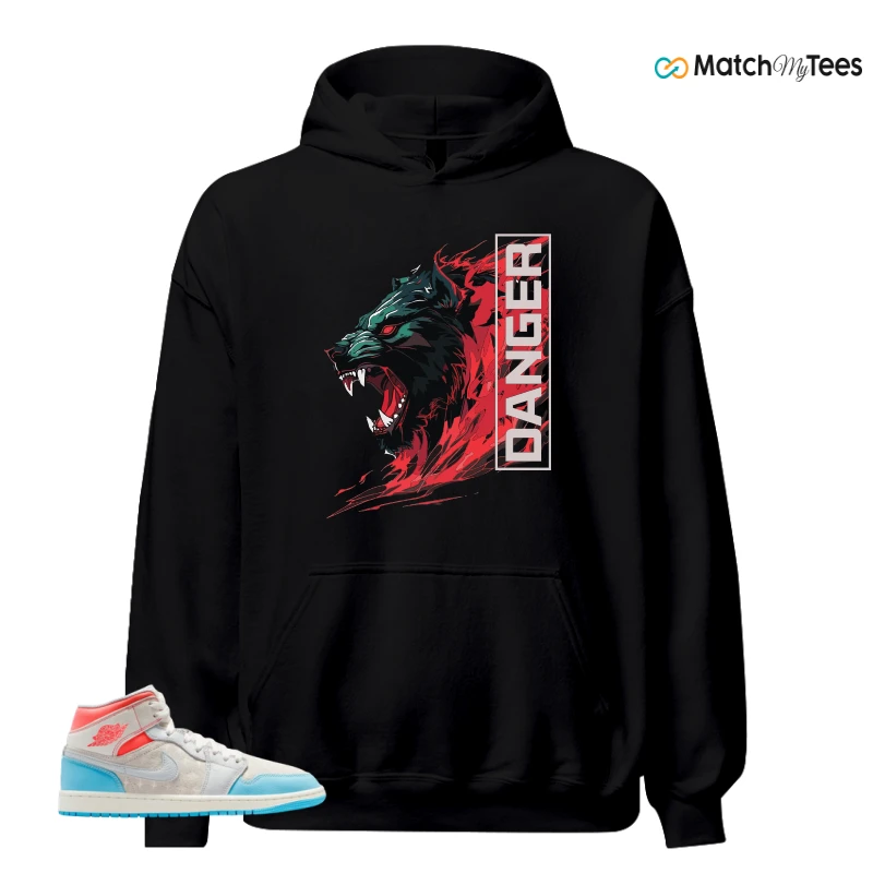 NIKE AIR JORDAN 1 MID SAIL HOT LAVA BLUE CHILL SNEAKER Matching Tees hoodie