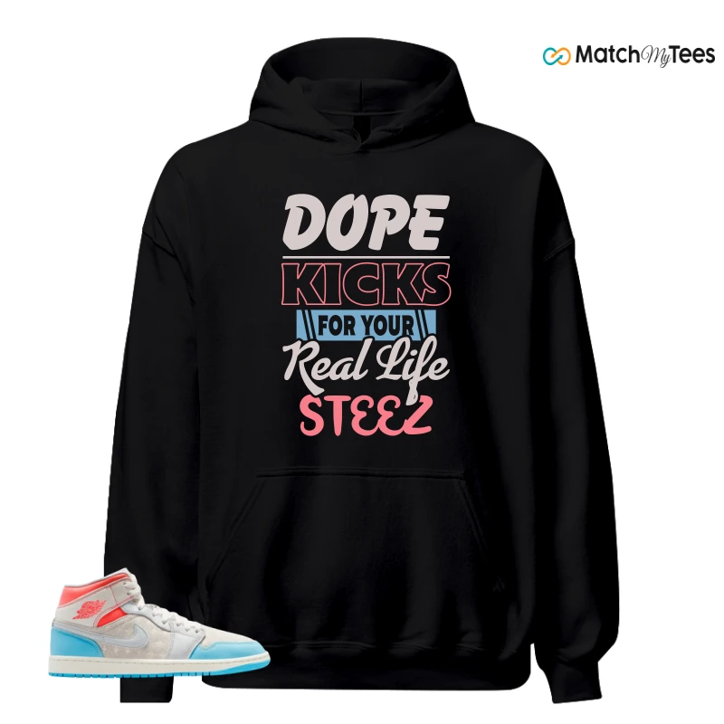 NIKE AIR JORDAN 1 MID SAIL HOT LAVA BLUE CHILL SNEAKER Matching Tees hoodie