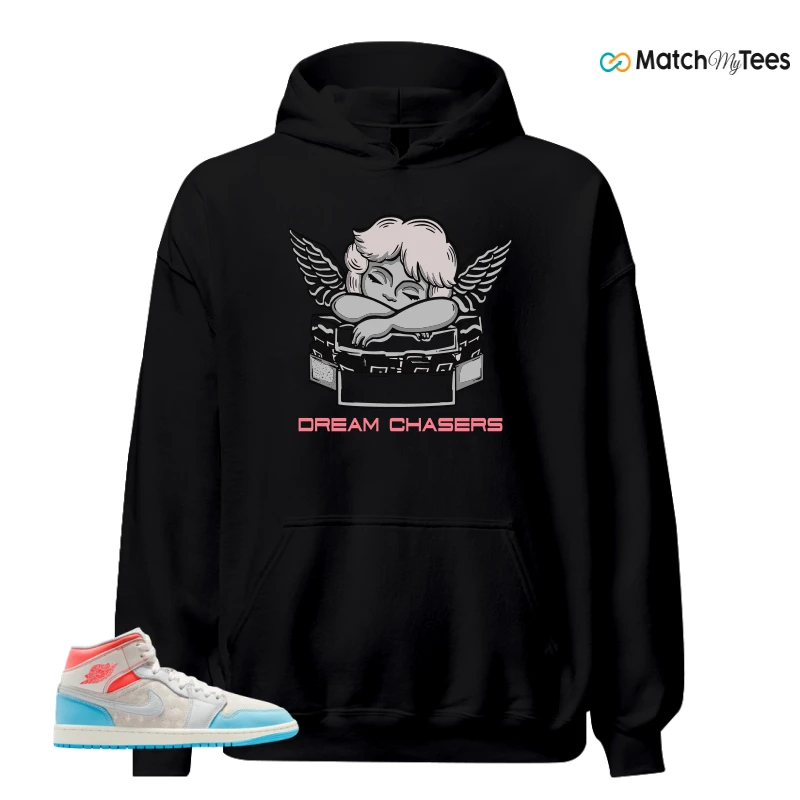 NIKE AIR JORDAN 1 MID SAIL HOT LAVA BLUE CHILL SNEAKER Matching Tees hoodie