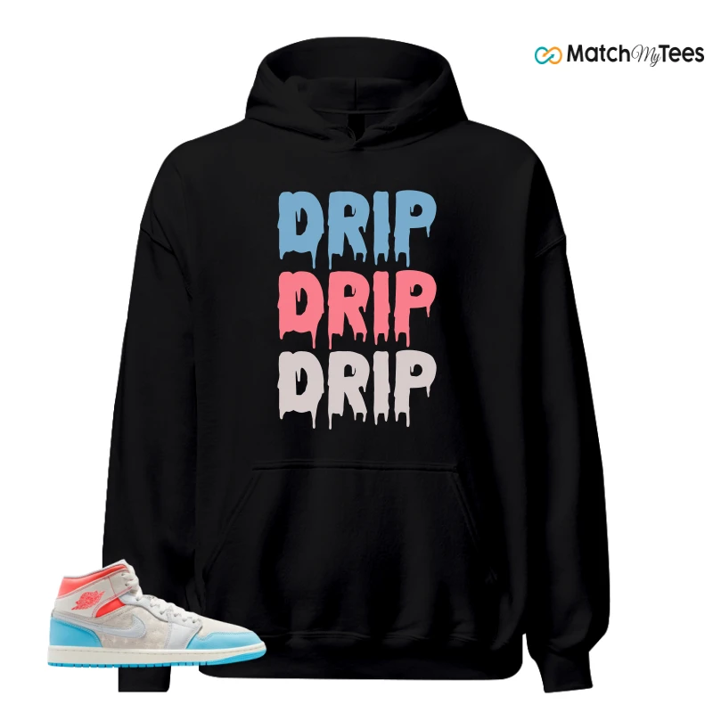 NIKE AIR JORDAN 1 MID SAIL HOT LAVA BLUE CHILL SNEAKER Matching Tees hoodie