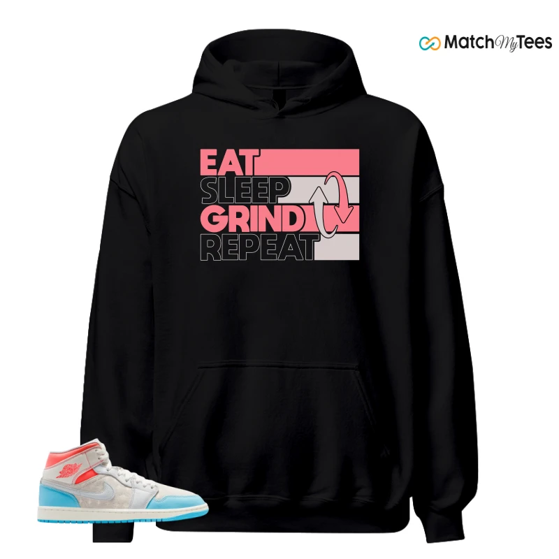 NIKE AIR JORDAN 1 MID SAIL HOT LAVA BLUE CHILL SNEAKER Matching Tees hoodie