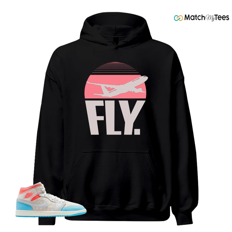 NIKE AIR JORDAN 1 MID SAIL HOT LAVA BLUE CHILL SNEAKER Matching Tees hoodie