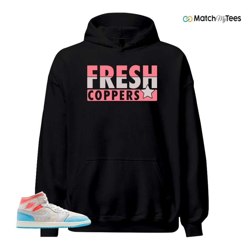NIKE AIR JORDAN 1 MID SAIL HOT LAVA BLUE CHILL SNEAKER Matching Tees hoodie
