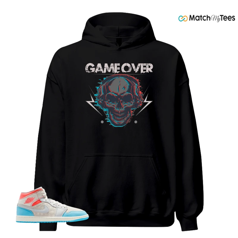 NIKE AIR JORDAN 1 MID SAIL HOT LAVA BLUE CHILL SNEAKER Matching Tees hoodie