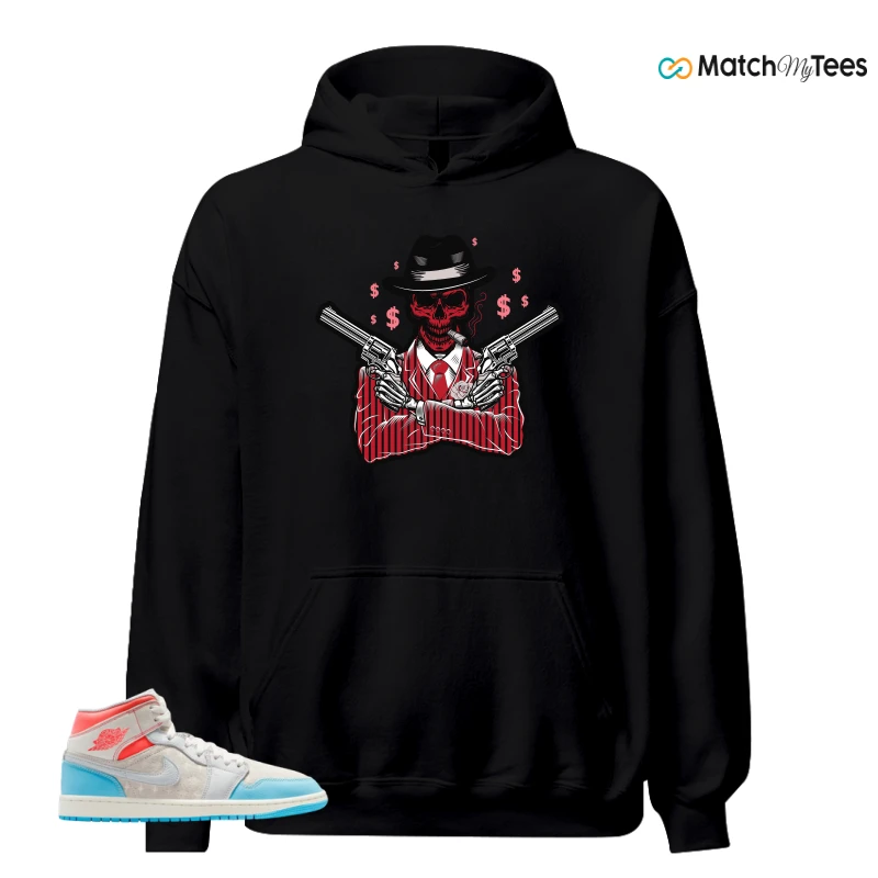 NIKE AIR JORDAN 1 MID SAIL HOT LAVA BLUE CHILL SNEAKER Matching Tees hoodie