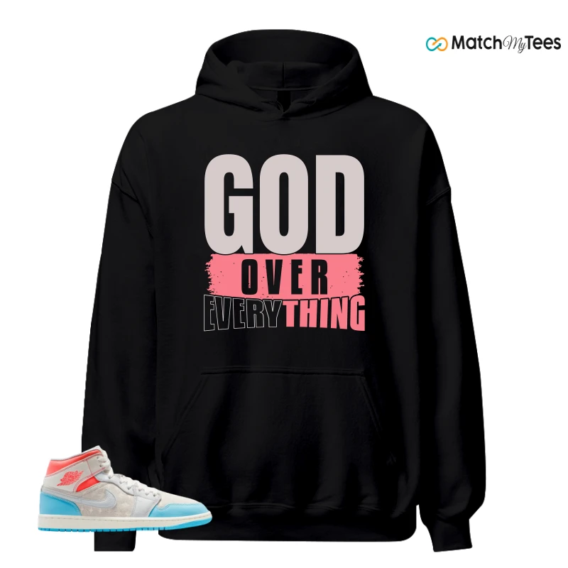 NIKE AIR JORDAN 1 MID SAIL HOT LAVA BLUE CHILL SNEAKER Matching Tees hoodie