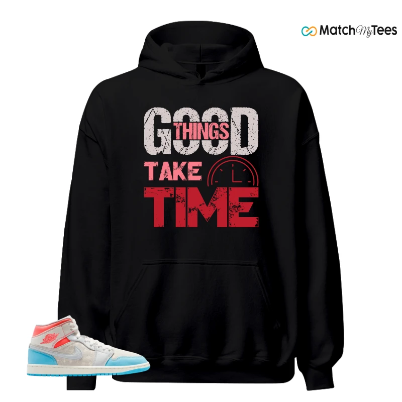 NIKE AIR JORDAN 1 MID SAIL HOT LAVA BLUE CHILL SNEAKER Matching Tees hoodie