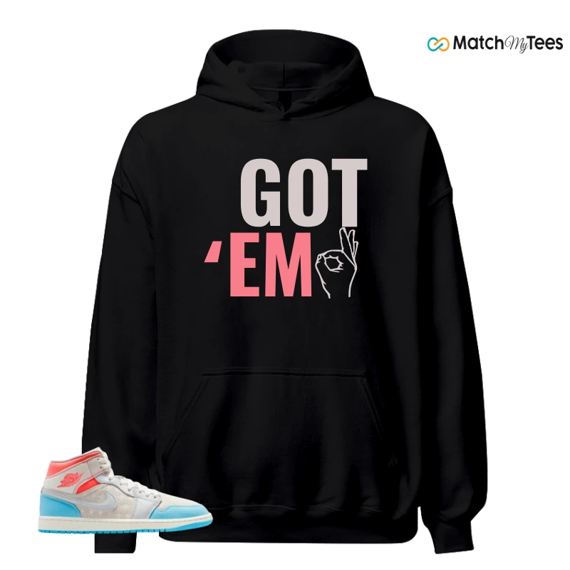 NIKE AIR JORDAN 1 MID SAIL HOT LAVA BLUE CHILL SNEAKER Matching Tees hoodie