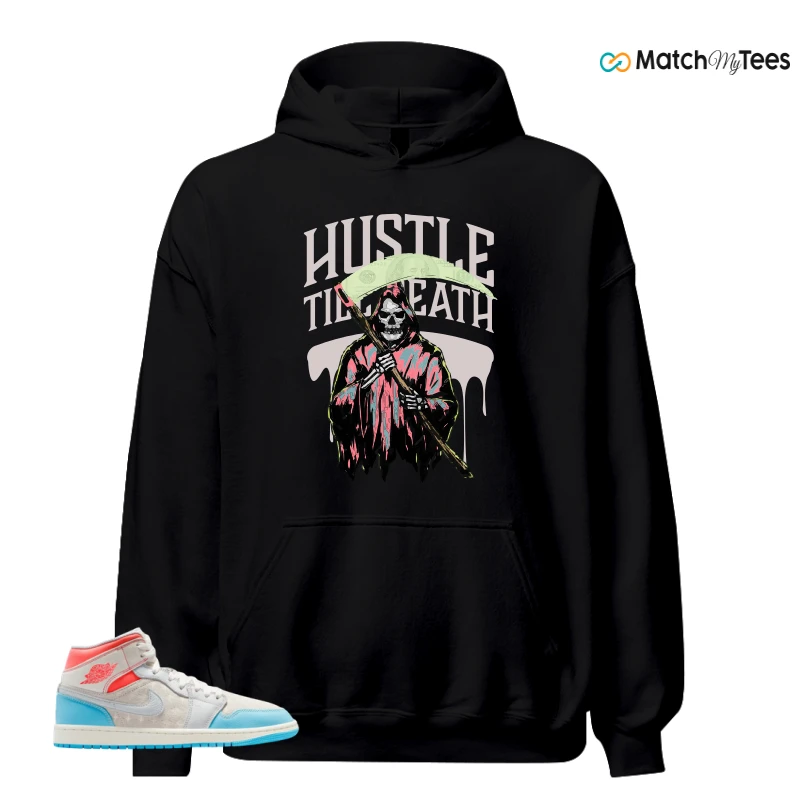 NIKE AIR JORDAN 1 MID SAIL HOT LAVA BLUE CHILL SNEAKER Matching Tees hoodie