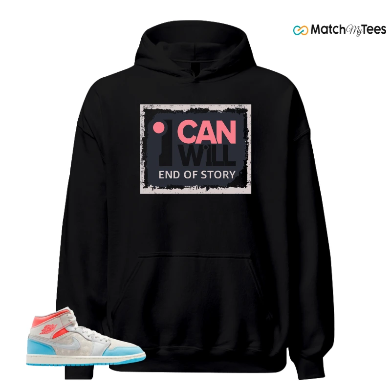 NIKE AIR JORDAN 1 MID SAIL HOT LAVA BLUE CHILL SNEAKER Matching Tees hoodie