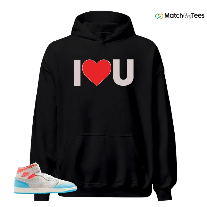 NIKE AIR JORDAN 1 MID SAIL HOT LAVA BLUE CHILL SNEAKER Matching Tees hoodie