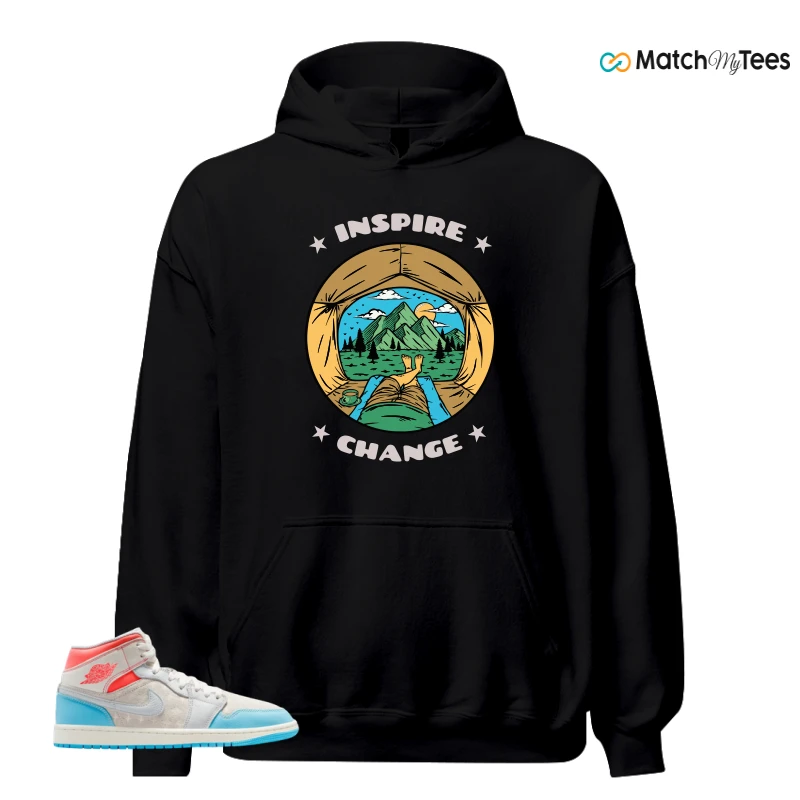 NIKE AIR JORDAN 1 MID SAIL HOT LAVA BLUE CHILL SNEAKER Matching Tees hoodie