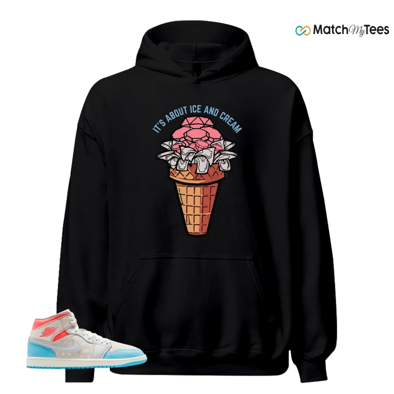 NIKE AIR JORDAN 1 MID SAIL HOT LAVA BLUE CHILL SNEAKER Matching Tees hoodie