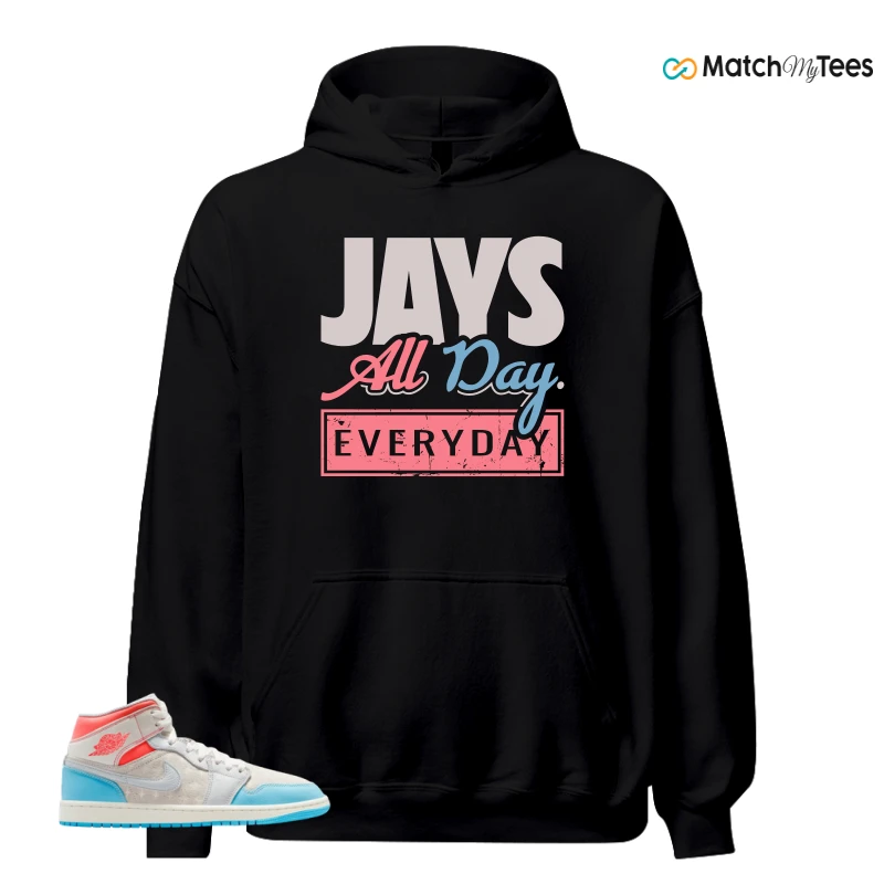NIKE AIR JORDAN 1 MID SAIL HOT LAVA BLUE CHILL SNEAKER Matching Tees hoodie