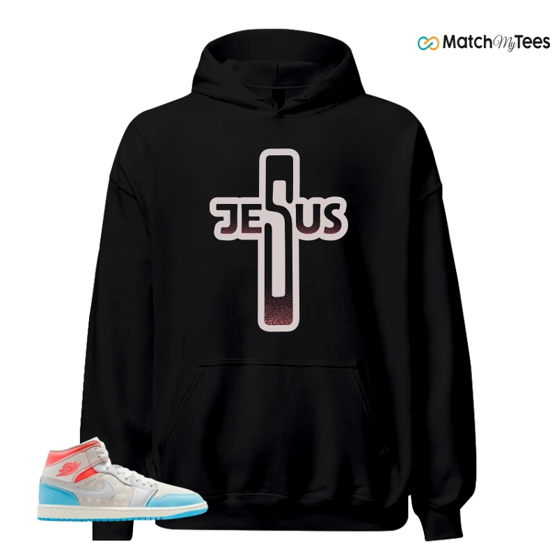 NIKE AIR JORDAN 1 MID SAIL HOT LAVA BLUE CHILL SNEAKER Matching Tees hoodie