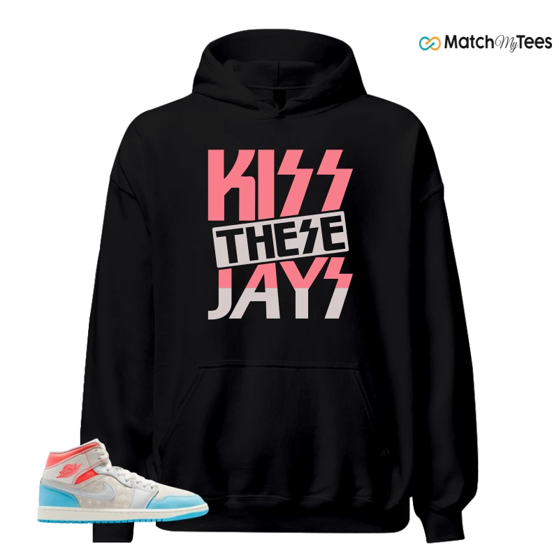 NIKE AIR JORDAN 1 MID SAIL HOT LAVA BLUE CHILL SNEAKER Matching Tees hoodie