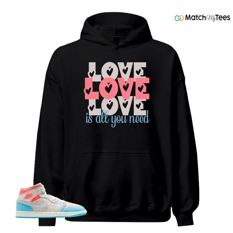 NIKE AIR JORDAN 1 MID SAIL HOT LAVA BLUE CHILL SNEAKER/SAIL/HOT LAVA/MUSLIN/BLUE CHILL matching Hoodie