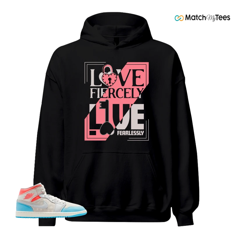 NIKE AIR JORDAN 1 MID SAIL HOT LAVA BLUE CHILL SNEAKER Matching Tees hoodie