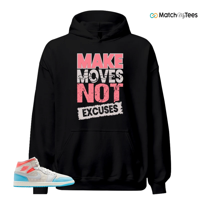 NIKE AIR JORDAN 1 MID SAIL HOT LAVA BLUE CHILL SNEAKER/SAIL/HOT LAVA/MUSLIN/BLUE CHILL matching Hoodie