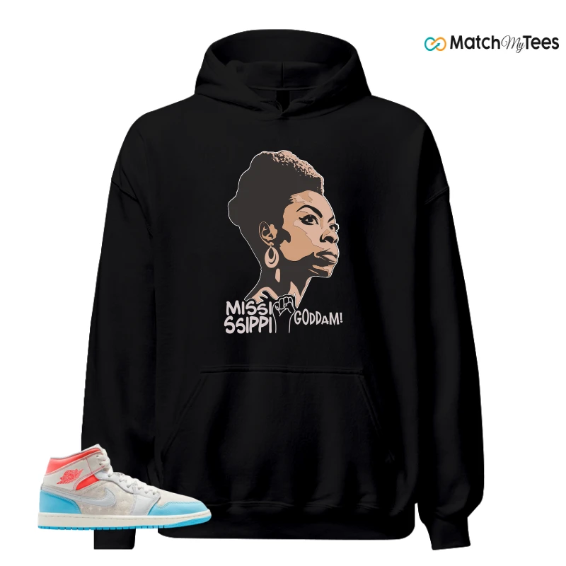 NIKE AIR JORDAN 1 MID SAIL HOT LAVA BLUE CHILL SNEAKER Matching Tees hoodie