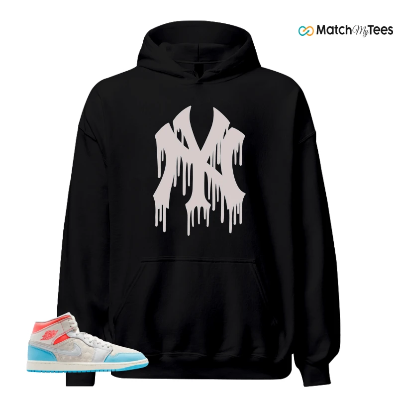 NIKE AIR JORDAN 1 MID SAIL HOT LAVA BLUE CHILL SNEAKER Matching Tees hoodie
